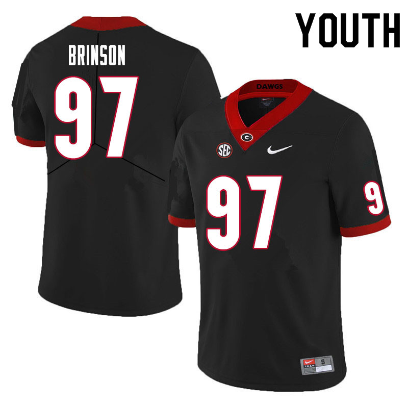 Youth #97 Warren Brinson Georgia Bulldogs College Football Jerseys Sale-Black